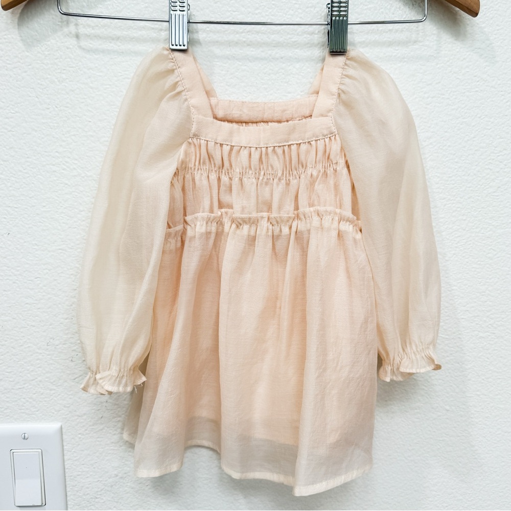 Zara Baby Girl Dress Cream Chiffon Size 9-12 Months